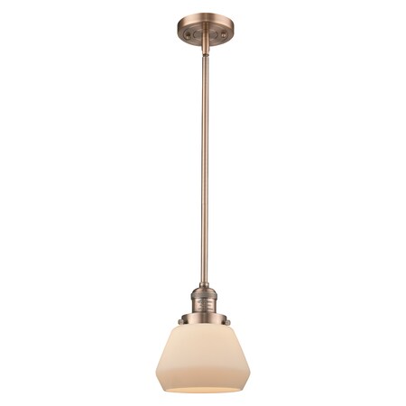 Innovations Lighting 1 Light Fulton 7In. Antique Copper Mini Pendant With Matte White Cased Glass, 509083 201S-AC-G171